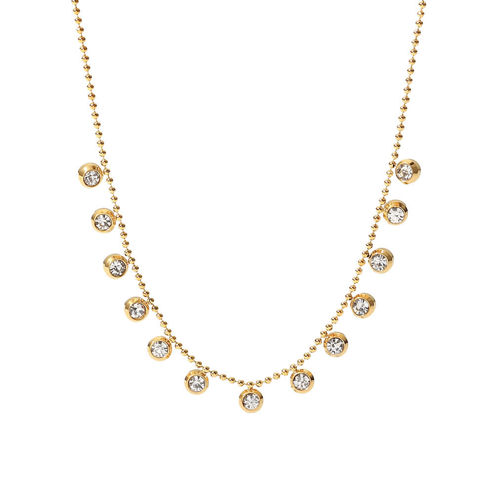Titanium steel white zircon stainless steel necklace, ladies' style