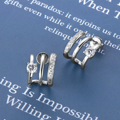 Moissanite Earrings Dainty Sterling Silver Jewelry for Women