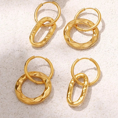 Geometric Ring Hook Earrings with Retro Asymmetrical Design
