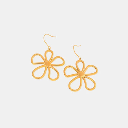 Sleek Stainless Steel Line Flower Earrings