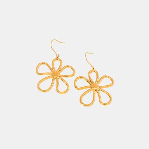 Sleek Stainless Steel Line Flower Earrings