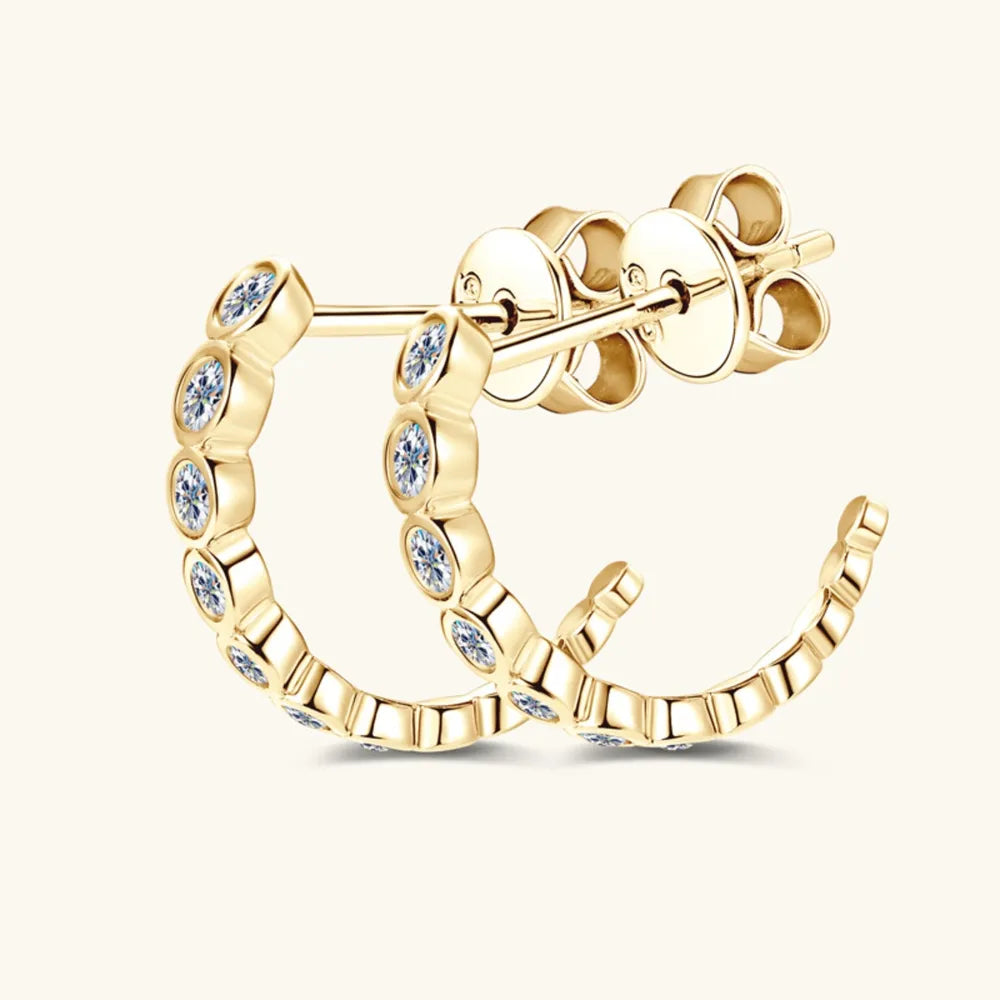 C-shaped Earrings with Moissanite Inlay