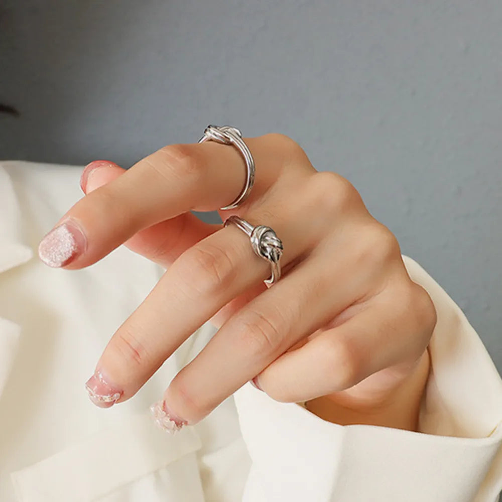 Waterproof Titanium Steel Heart Knot Ring, Durable for Daily Wear