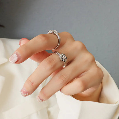 Waterproof Titanium Steel Heart Knot Ring, Durable for Daily Wear
