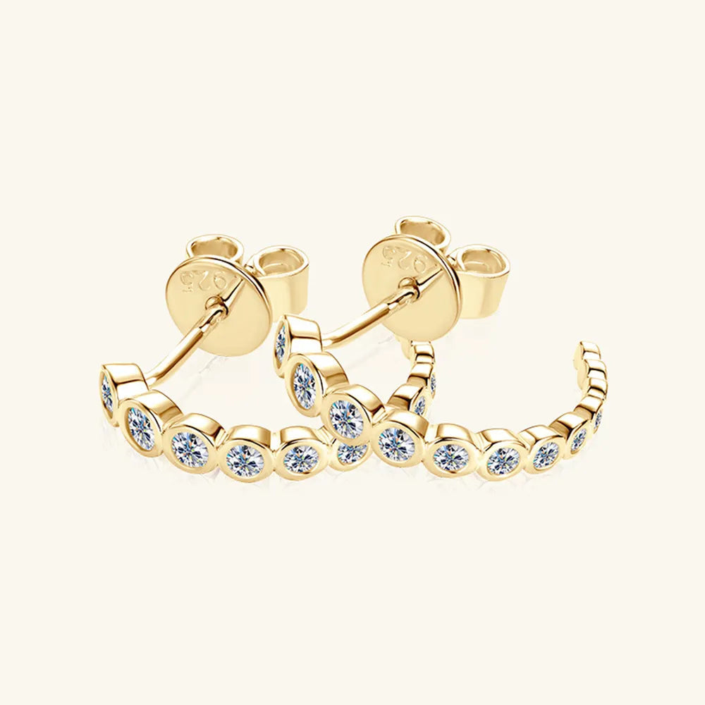 C-shaped Earrings with Moissanite Inlay
