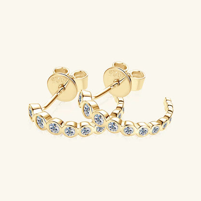 C-shaped Earrings with Moissanite Inlay