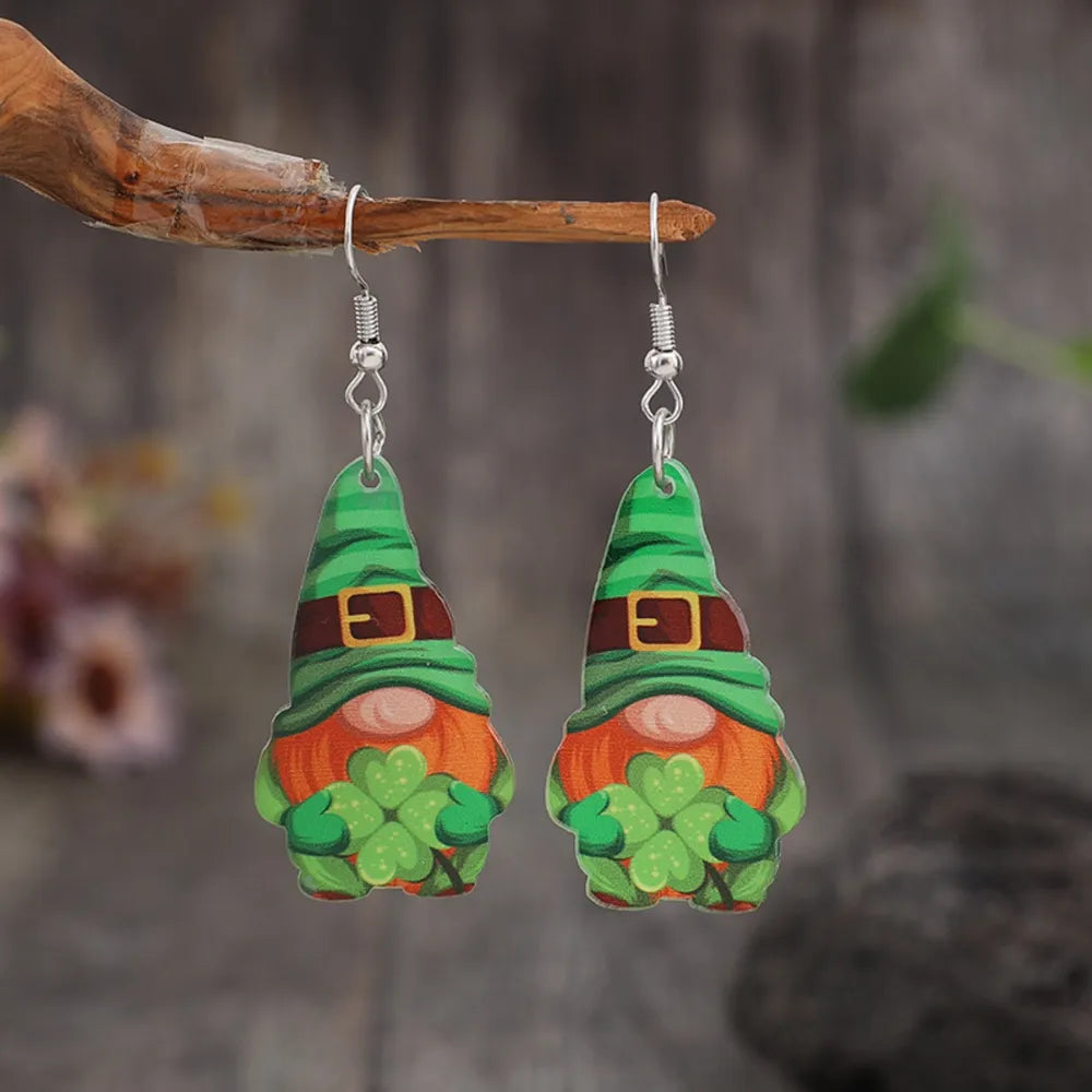 Wood and Alloy Drop Earrings, Retro Pendant Earrings