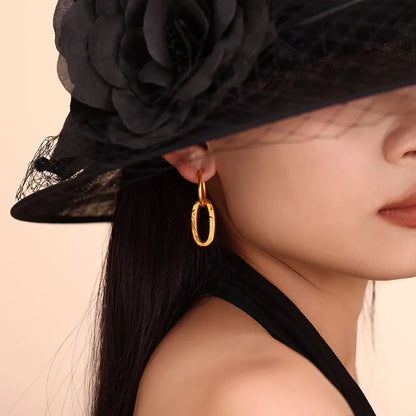 Geometric Ring Hook Earrings with Retro Asymmetrical Design