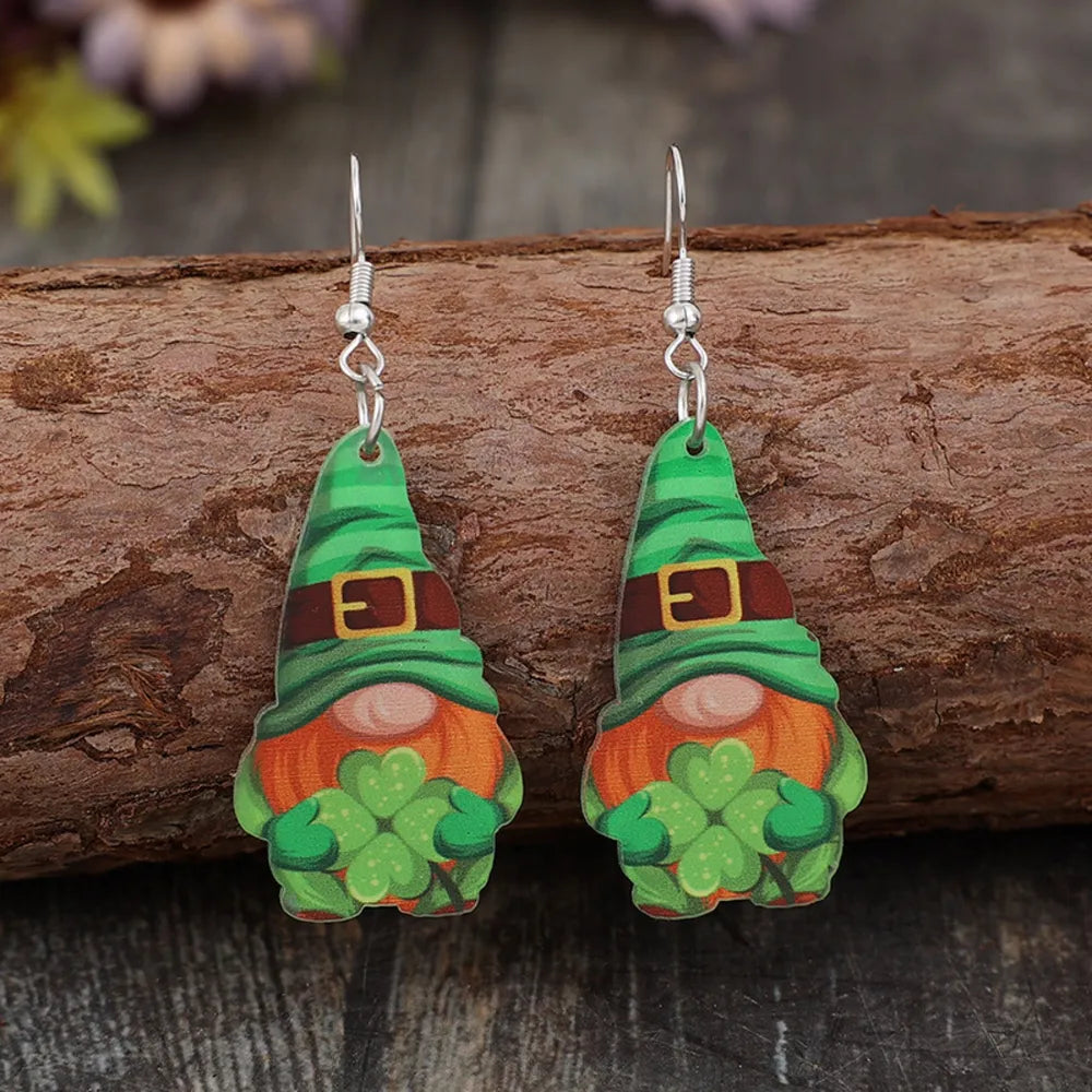 Wood and Alloy Drop Earrings, Retro Pendant Earrings