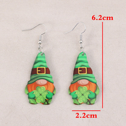 Wood and Alloy Drop Earrings, Retro Pendant Earrings
