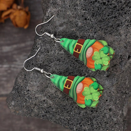 Wood and Alloy Drop Earrings, Retro Pendant Earrings