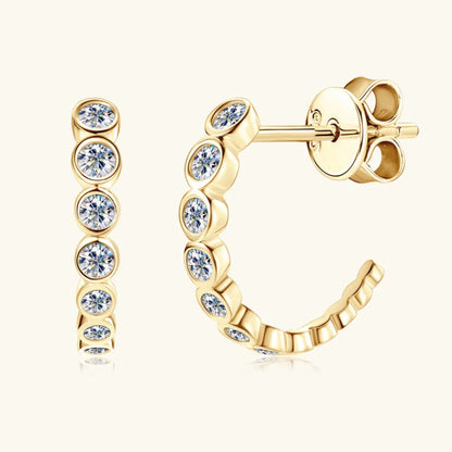 C-shaped Earrings with Moissanite Inlay