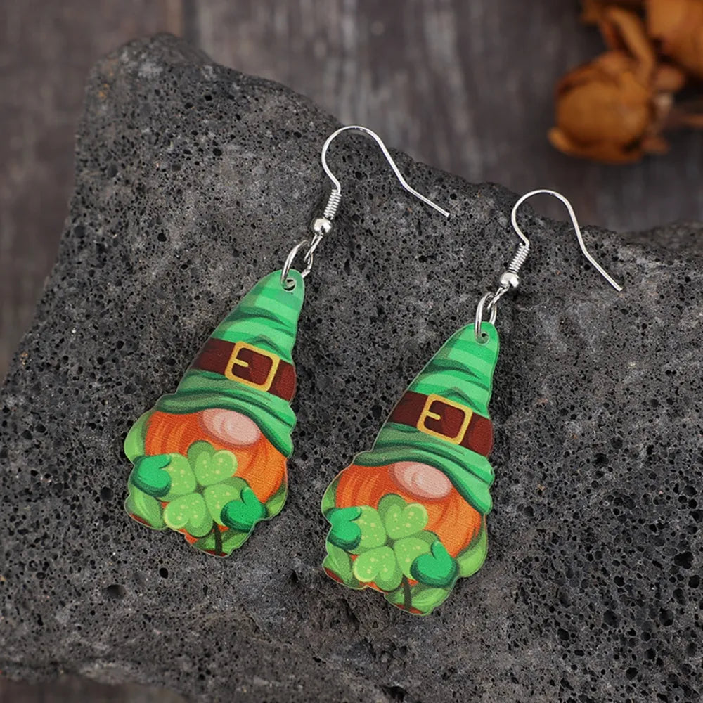 Wood and Alloy Drop Earrings, Retro Pendant Earrings