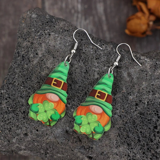 Wood and Alloy Drop Earrings, Retro Pendant Earrings
