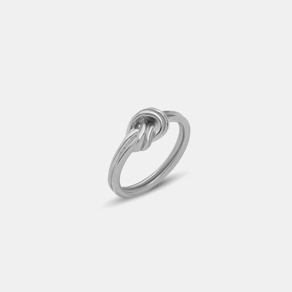 Waterproof Titanium Steel Heart Knot Ring, Durable for Daily Wear