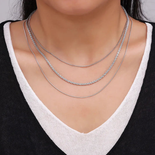 Cuban titanium steel necklace, layered stacking