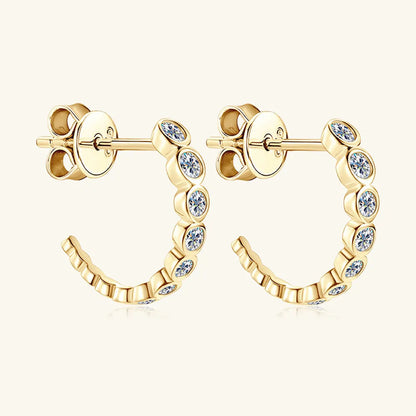 C-shaped Earrings with Moissanite Inlay