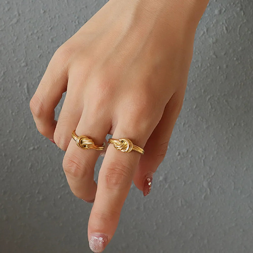 Waterproof Titanium Steel Heart Knot Ring, Durable for Daily Wear