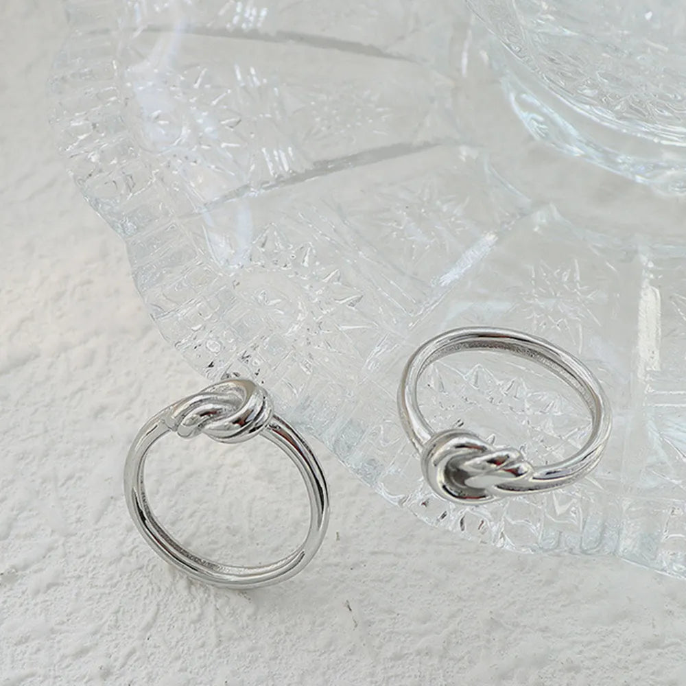 Waterproof Titanium Steel Heart Knot Ring, Durable for Daily Wear