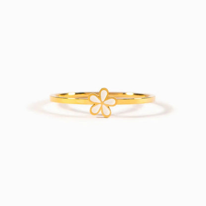 Enamel flower minimalist aesthetic finger ring for daily wear