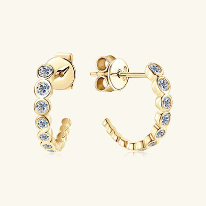 C-shaped Earrings with Moissanite Inlay