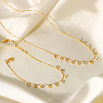 Titanium steel white zircon stainless steel necklace, ladies' style