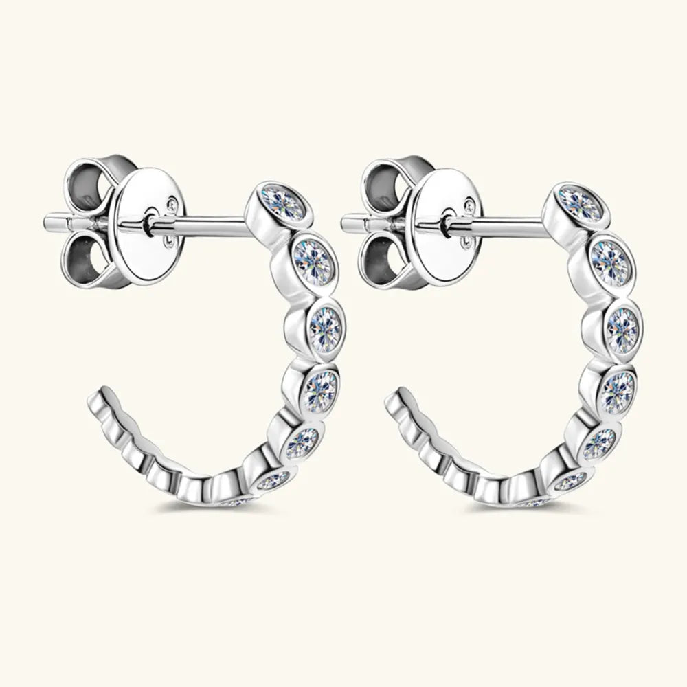 C-shaped Earrings with Moissanite Inlay