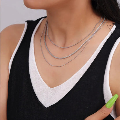 Cuban titanium steel necklace, layered stacking