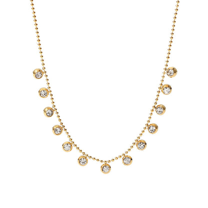 Titanium steel white zircon stainless steel necklace, ladies' style