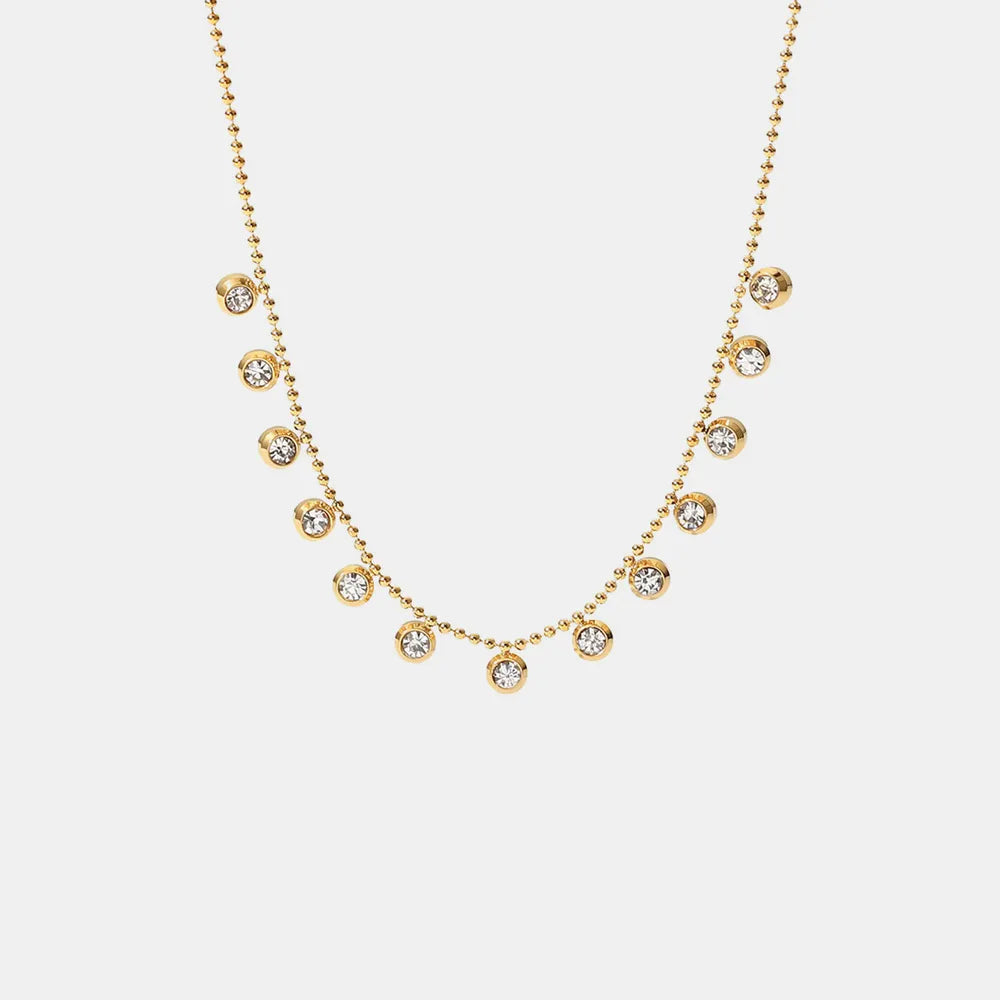 Titanium steel white zircon stainless steel necklace, ladies' style