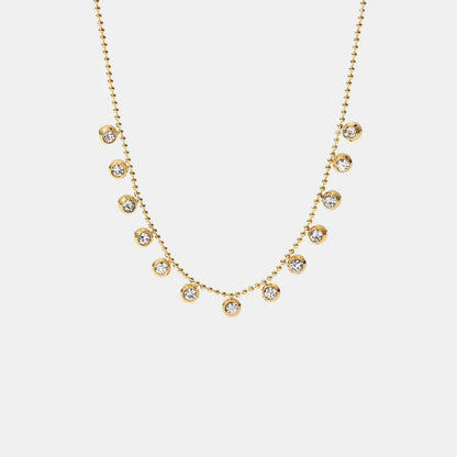 Titanium steel white zircon stainless steel necklace, ladies' style