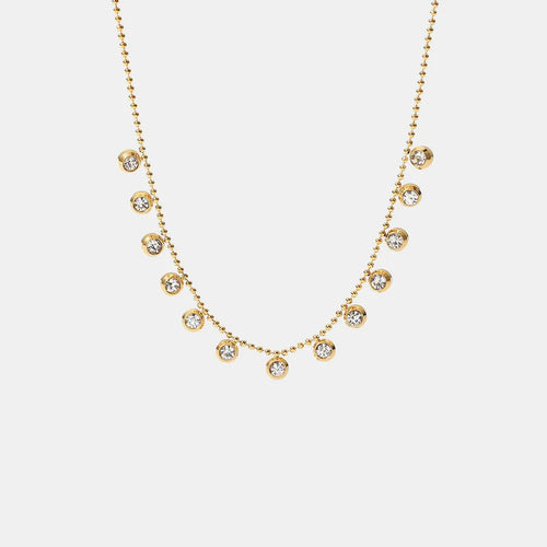 Titanium steel white zircon stainless steel necklace, ladies' style
