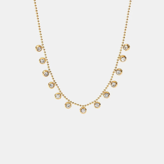 Titanium steel white zircon stainless steel necklace, ladies' style