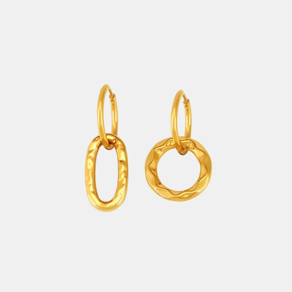 Geometric Ring Hook Earrings with Retro Asymmetrical Design
