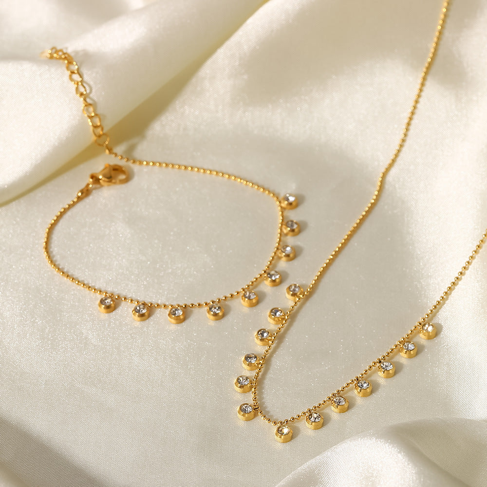 Titanium steel white zircon stainless steel necklace, ladies' style