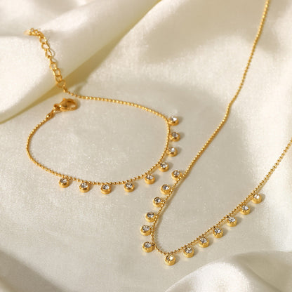 Titanium steel white zircon stainless steel necklace, ladies' style
