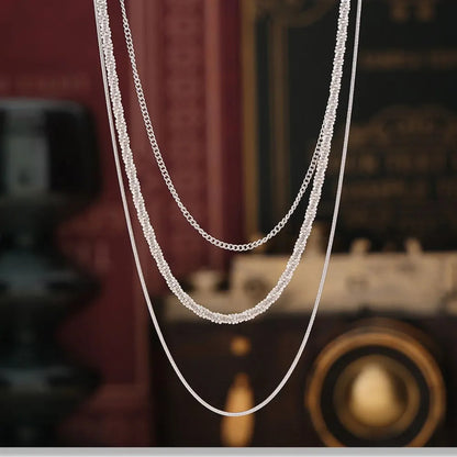 Cuban titanium steel necklace, layered stacking