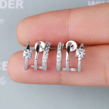 Moissanite Earrings Dainty Sterling Silver Jewelry for Women