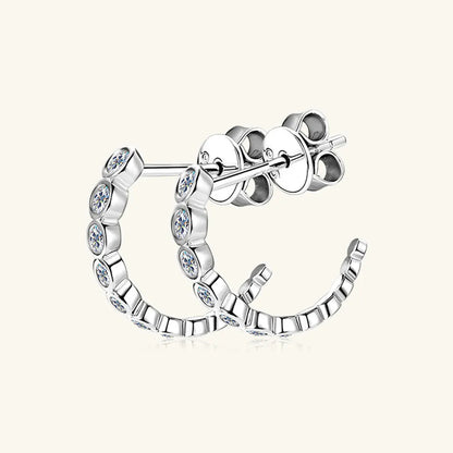 C-shaped Earrings with Moissanite Inlay