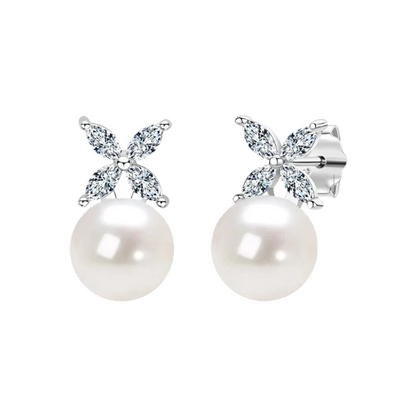 Fashionable Freshwater Pearl Earrings Round Strong Light Bulb Earrings