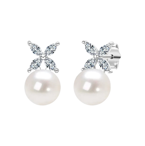 Fashionable Freshwater Pearl Earrings Round Strong Light Bulb Earrings