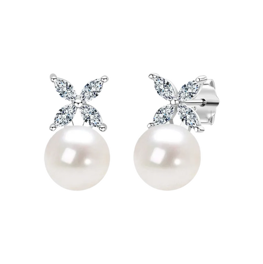 Fashionable Freshwater Pearl Earrings Round Strong Light Bulb Earrings