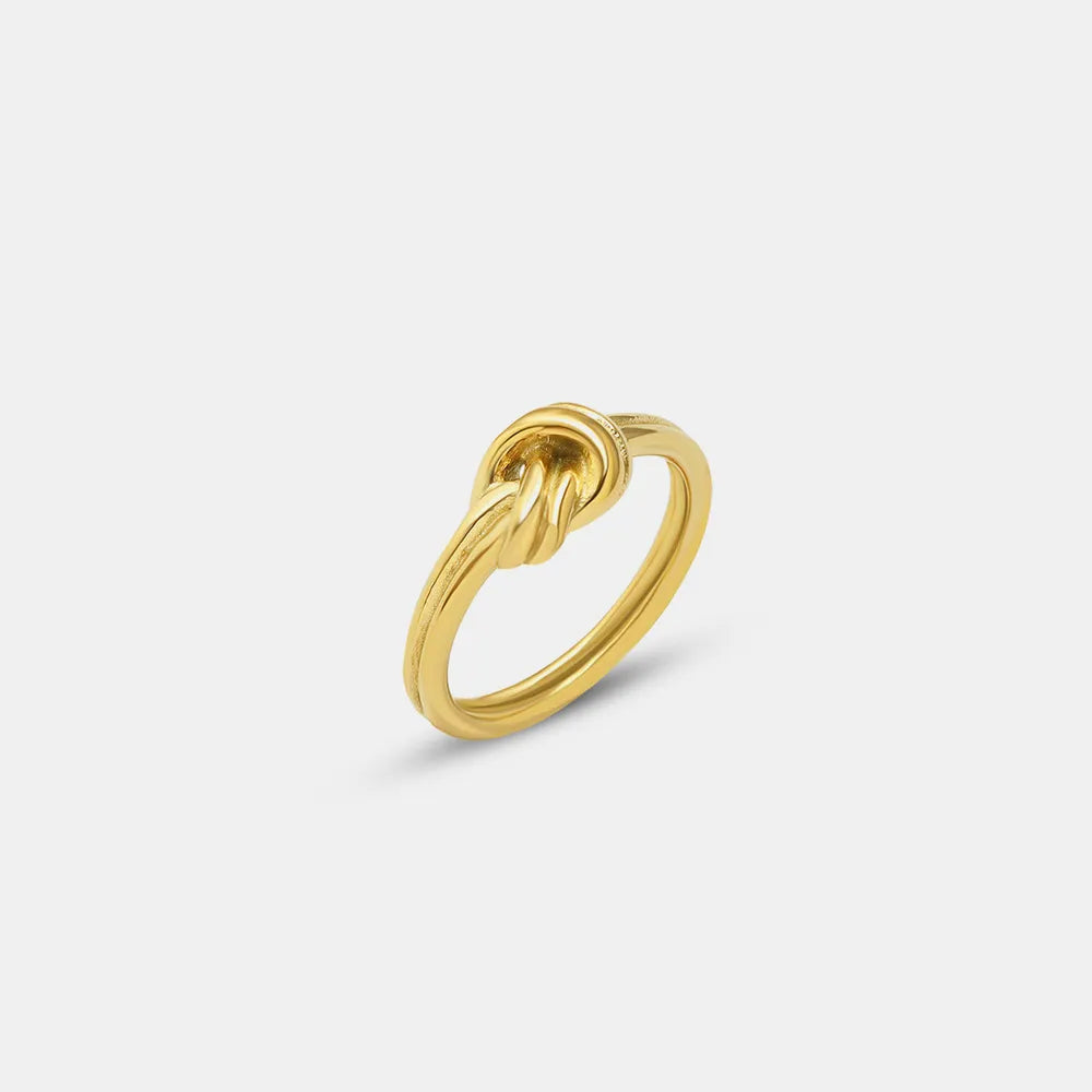 Waterproof Titanium Steel Heart Knot Ring, Durable for Daily Wear