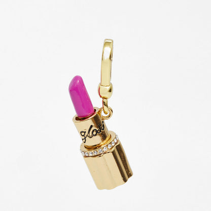 Enamel Diamond-Embedded Barbie Pink Lipstick Pendant Necklace