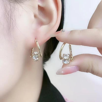 Rotatable Zircon Earrings for Women, Versatile Jewelry