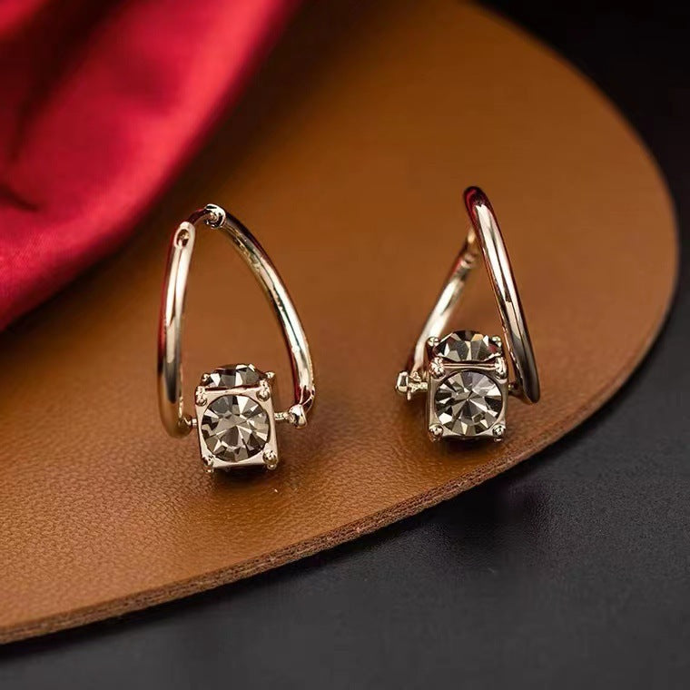 Rotatable Zircon Earrings for Women, Versatile Jewelry